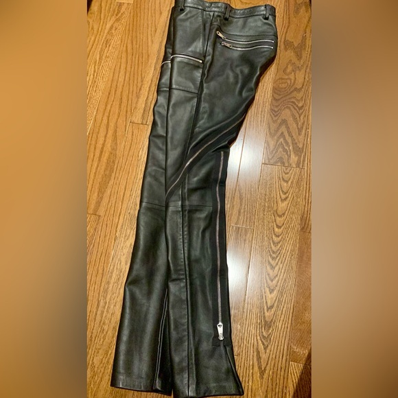 Paul Smith *RARE* Moto Leather Trousers Size 30/31 Silver Zips “Look 46” AW19 - Picture 4 of 17